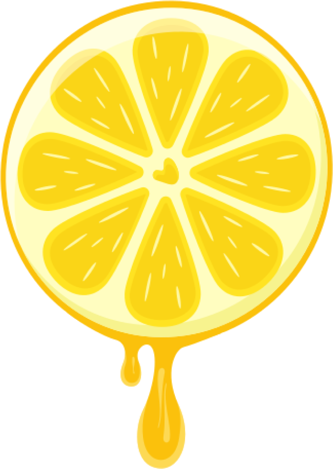 illustration of a lemon wedge dripping with citrus juice